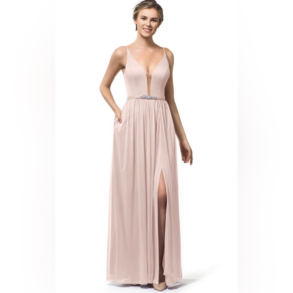 Azazie Leah bridesmaids dress in Dusty Rose
